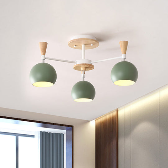Macaron 3/6/8 - Light Acrylic Dome Ceiling Lamp - Pink/Yellow/Blue Semi Flush Pendant 3 / Green