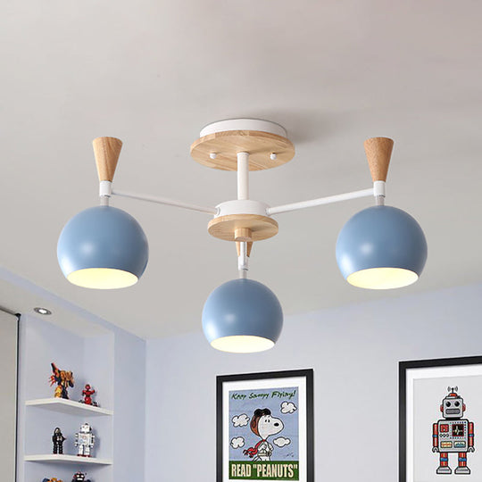 Macaron 3/6/8 - Light Acrylic Dome Ceiling Lamp - Pink/Yellow/Blue Semi Flush Pendant 3 / Blue
