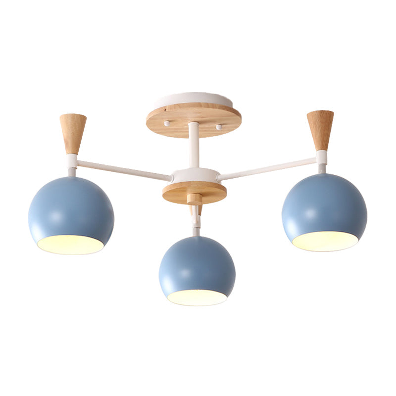 Macaron 3/6/8 - Light Acrylic Dome Ceiling Lamp - Pink/Yellow/Blue Semi Flush Pendant