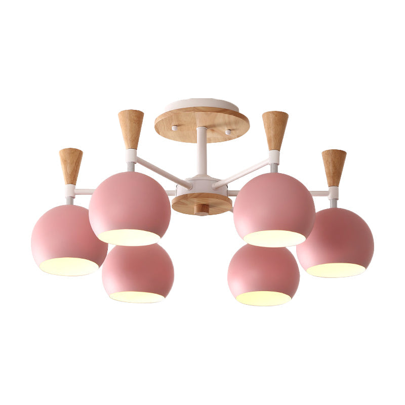 Macaron 3/6/8 - Light Acrylic Dome Ceiling Lamp - Pink/Yellow/Blue Semi Flush Pendant