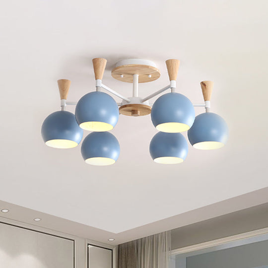 Macaron 3/6/8 - Light Acrylic Dome Ceiling Lamp - Pink/Yellow/Blue Semi Flush Pendant 6 / Blue