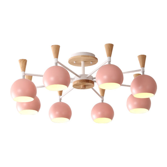 Macaron 3/6/8 - Light Acrylic Dome Ceiling Lamp - Pink/Yellow/Blue Semi Flush Pendant