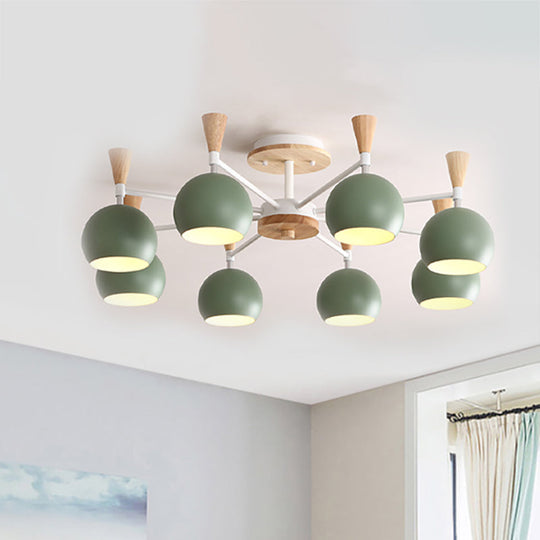 Macaron 3/6/8 - Light Acrylic Dome Ceiling Lamp - Pink/Yellow/Blue Semi Flush Pendant 8 / Green