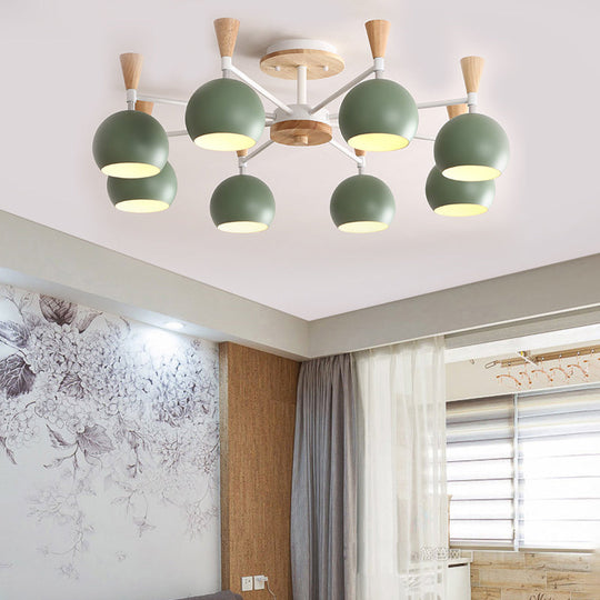 Macaron 3/6/8 - Light Acrylic Dome Ceiling Lamp - Pink/Yellow/Blue Semi Flush Pendant