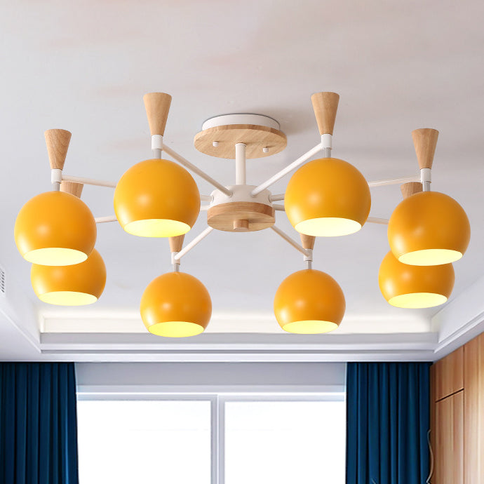 Macaron 3/6/8 - Light Acrylic Dome Ceiling Lamp - Pink/Yellow/Blue Semi Flush Pendant 8 / Yellow