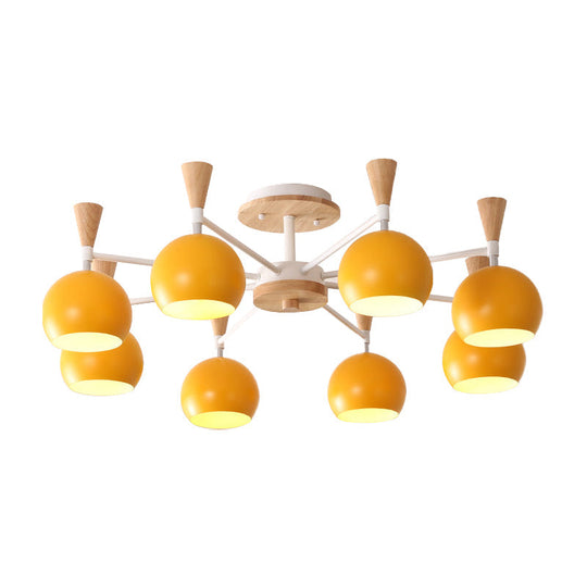 Macaron 3/6/8 - Light Acrylic Dome Ceiling Lamp - Pink/Yellow/Blue Semi Flush Pendant