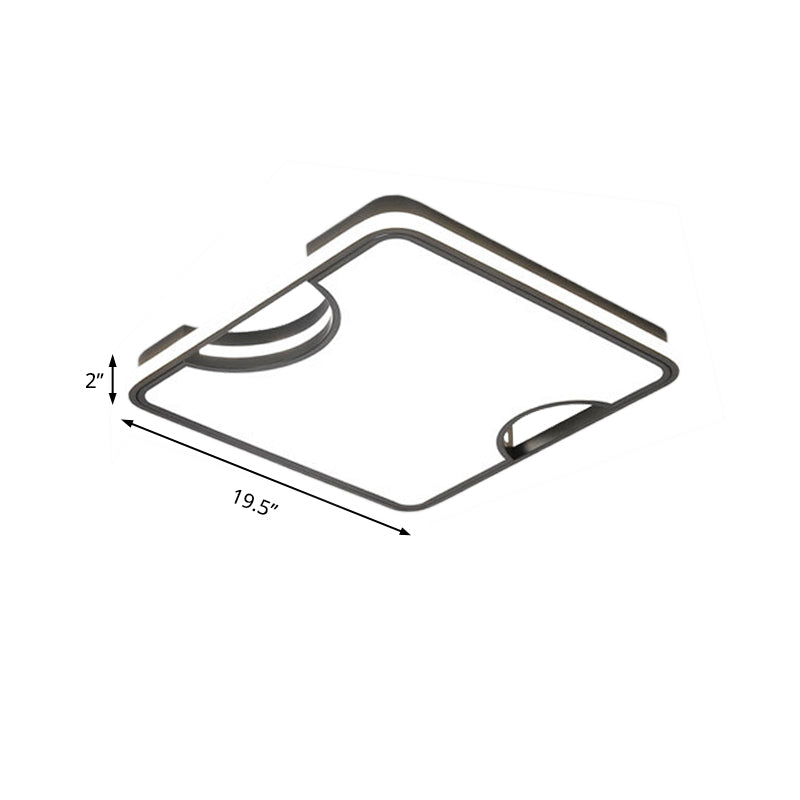 Modern Rectangular/Square Acrylic Flush Ceiling Light Led Lamp In Black/White Warm/White