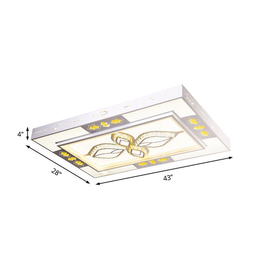 43’ Acrylic Flush Mount Led Ceiling Light With Crystal Accent For Simple Living Room Decor