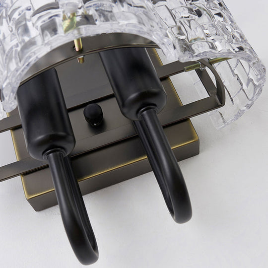 Clear Crystal Wall Sconce - Modern 2-Light Fixture For Living Room