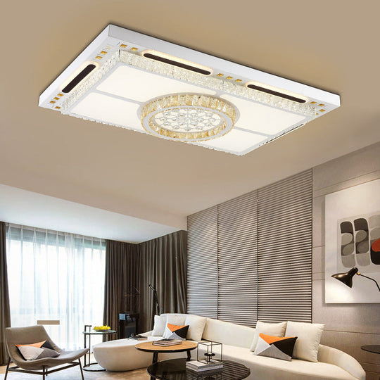 Chinese Style Led White Crystal Ceiling Flush Mount - Perfect For Living Room Lighting