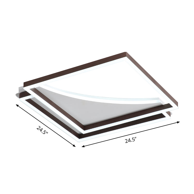 Modern Acrylic Led Ceiling Light In Coffee Brown Flush Mount Lamp With Overlapping Design Warm/White