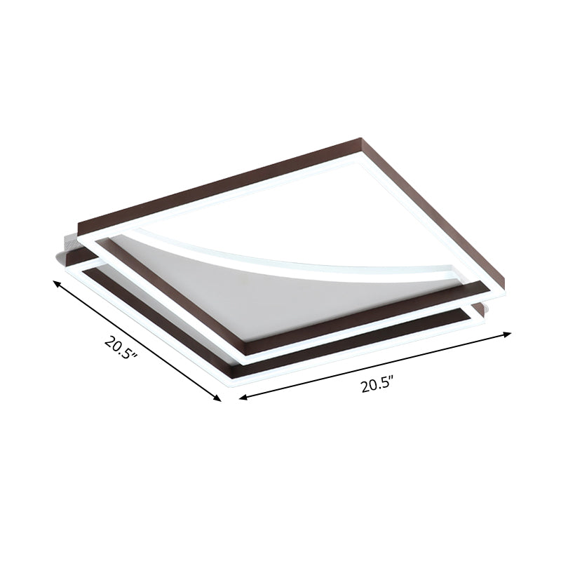 Modern Acrylic Led Ceiling Light In Coffee Brown Flush Mount Lamp With Overlapping Design