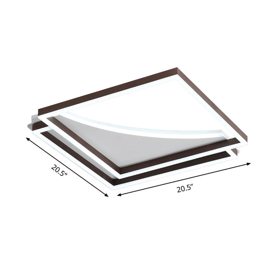 Modern Acrylic Led Ceiling Light In Coffee Brown Flush Mount Lamp With Overlapping Design