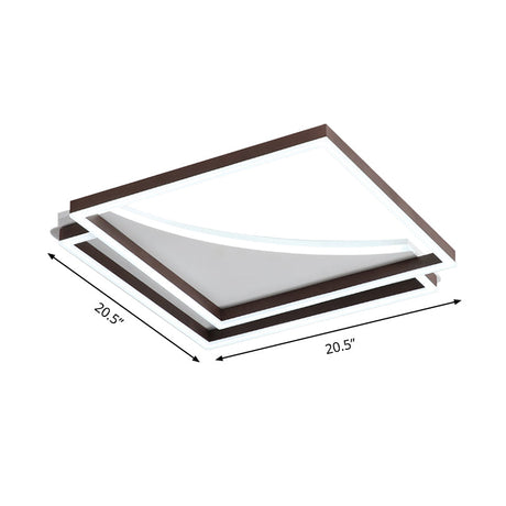 Modern Acrylic Led Ceiling Light In Coffee Brown Flush Mount Lamp With Overlapping Design Warm/White