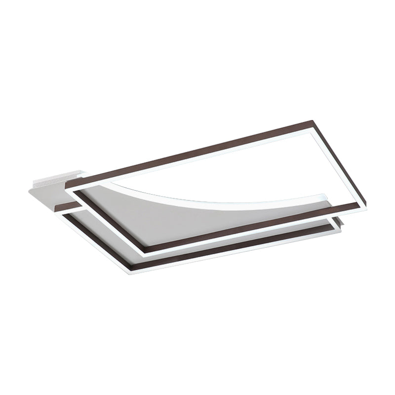 Modern Acrylic Led Ceiling Light In Coffee Brown Flush Mount Lamp With Overlapping Design Warm/White