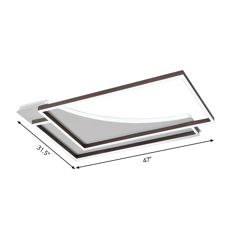 Modern Acrylic Led Ceiling Light In Coffee Brown Flush Mount Lamp With Overlapping Design