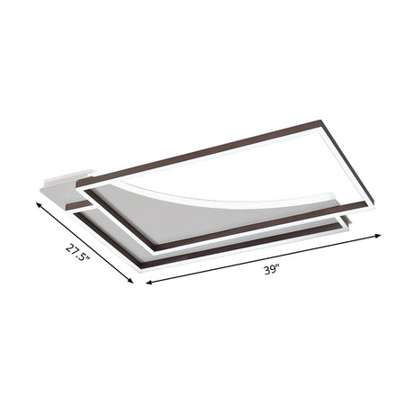 Modern Acrylic Led Ceiling Light In Coffee Brown Flush Mount Lamp With Overlapping Design Warm/White