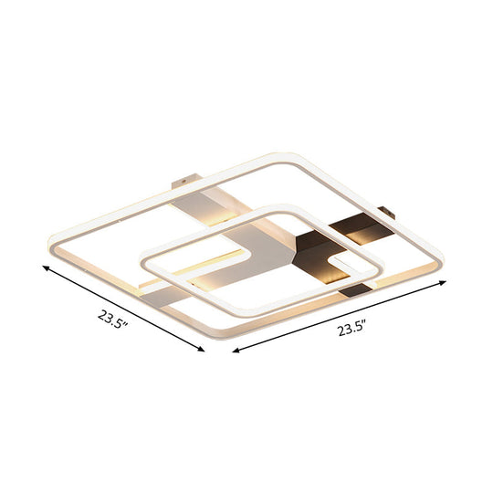 19.5’/23.5’ Wide Acrylic Square Flushmount Led Ceiling Lamp In White Light