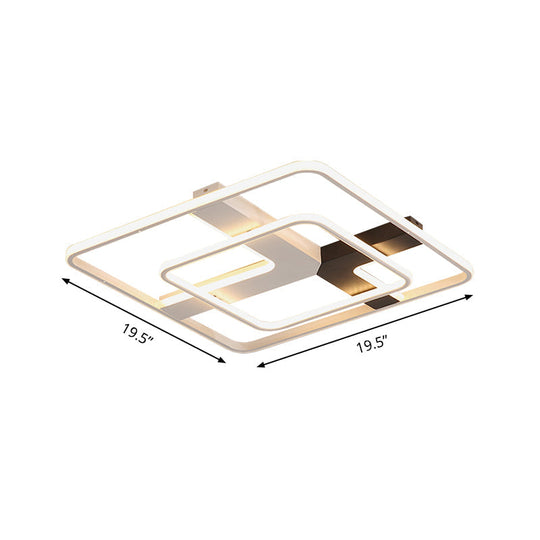 19.5’/23.5’ Wide Acrylic Square Flushmount Led Ceiling Lamp In White Light