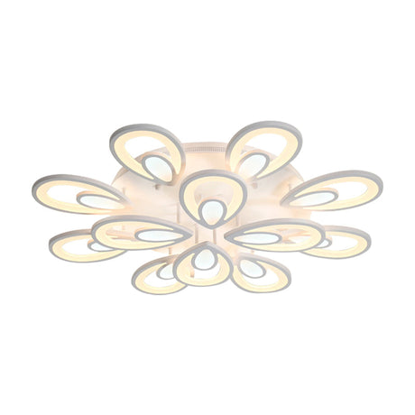 Contemporary Led Petal Flush Mount Light Fixture: 6/12/15 Lights Warm/White/Natural White Ceiling