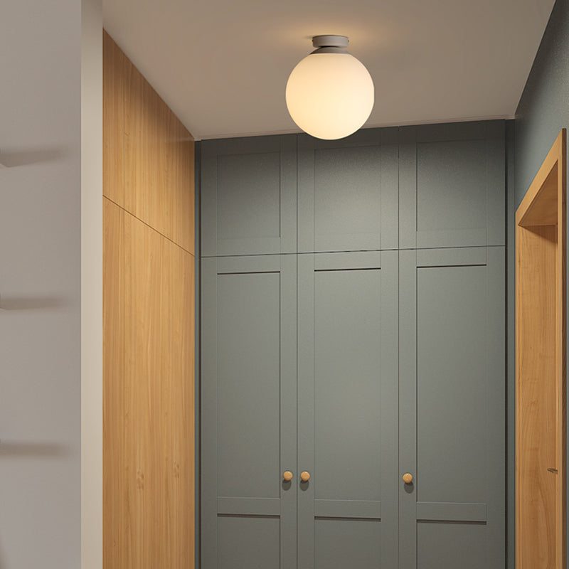 Modern Opal Glass Globe Flush Mount Lamp - 1 Light 6/8/10 Wide White Ceiling Fixture / 6