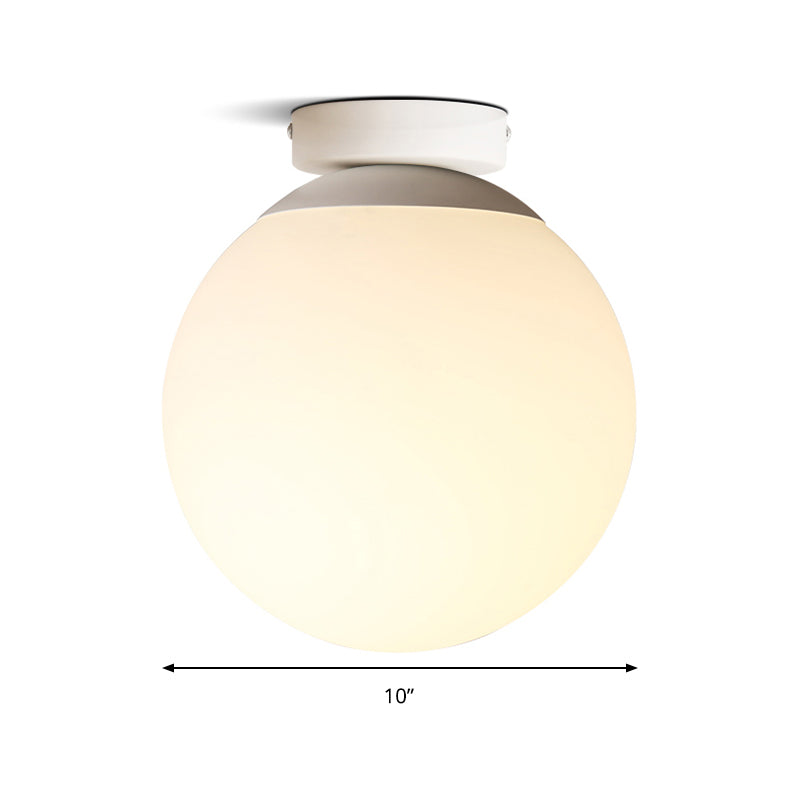 Modern Opal Glass Globe Flush Mount Lamp - 1 Light 6’/8’/10’ Wide White Ceiling Fixture