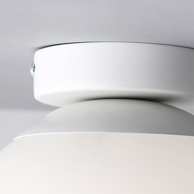 Modern Opal Glass Globe Flush Mount Lamp - 1 Light 6/8/10 Wide White Ceiling Fixture