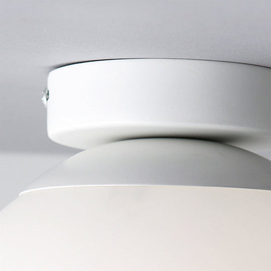 Modern Opal Glass Globe Flush Mount Lamp - 1 Light 6/8/10 Wide White Ceiling Fixture