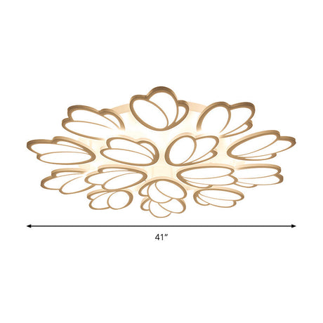 Contemporary Acrylic Leaf Flush Mount Light - Led Ceiling Fixture For Living Room 3/6/9