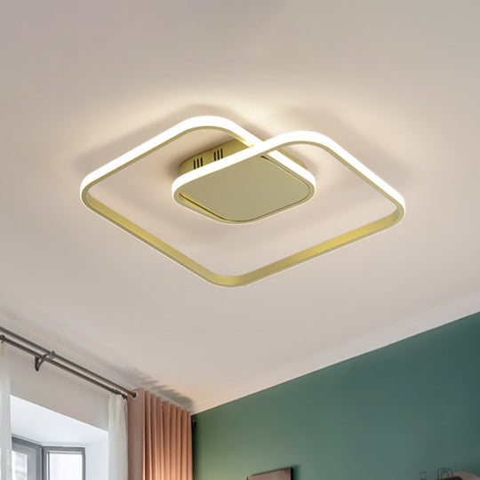 Modern Led Square Flush Ceiling Light In White/Black/Gold For Bedroom Acrylic Design Warm/White Gold