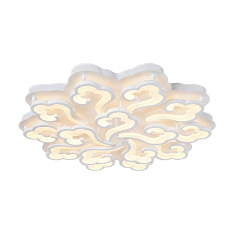 Sleek Acrylic Cloud Led Flush Ceiling Lamp With 4/6/12 Simplicity Lights | Warm/White/Natural Light