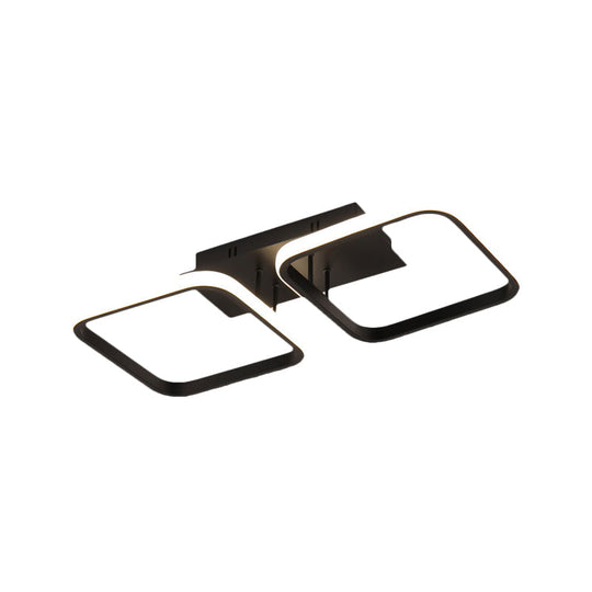 21.5’/31’/41’ L Square Semi Flush Acrylic Lamp Black/Gold Led Ceiling Mount Warm/White Light