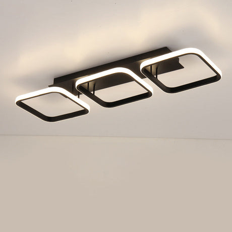 21.5/31/41 L Square Semi Flush Acrylic Lamp Black/Gold Led Ceiling Mount Warm/White Light