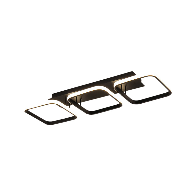 21.5’/31’/41’ L Square Semi Flush Acrylic Lamp Black/Gold Led Ceiling Mount Warm/White Light