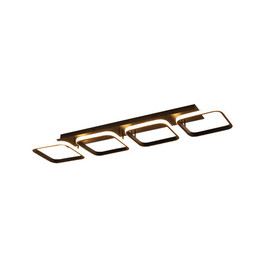 21.5’/31’/41’ L Square Semi Flush Acrylic Lamp Black/Gold Led Ceiling Mount Warm/White Light