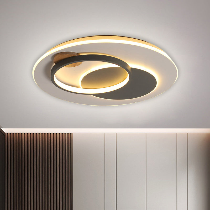 Minimalist Black Multi-Ring Led Ceiling Fixture - 16.5/20.5 Diameter Flush Mount Lamp In