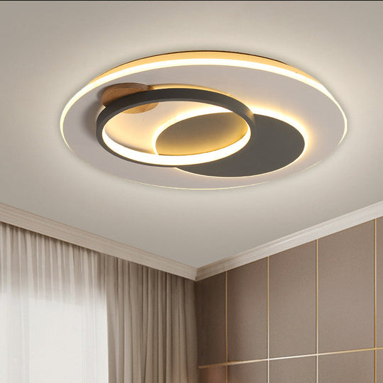 Minimalist Black Multi-Ring Led Ceiling Fixture - 16.5/20.5 Diameter Flush Mount Lamp In