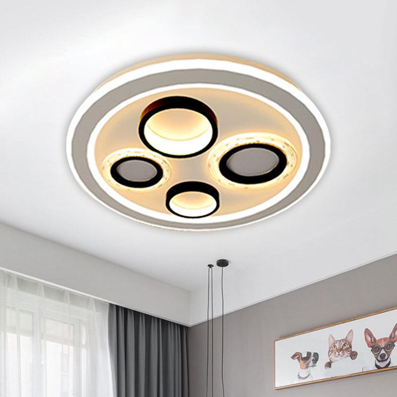 Circular Modernist Led Black Ceiling Light Fixture For Bedroom 16.5’/20.5’ Diameter / 16.5’