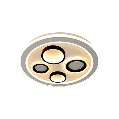 Circular Modernist Led Black Ceiling Light Fixture For Bedroom 16.5’/20.5’ Diameter