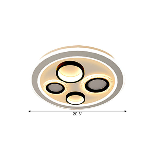 Circular Modernist Led Black Ceiling Light Fixture For Bedroom 16.5’/20.5’ Diameter