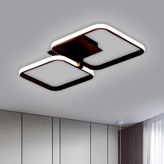 Minimalistic Acrylic Square Flush Mount Led Ceiling Light - Warm/White 21’/23.5’ Long Black /