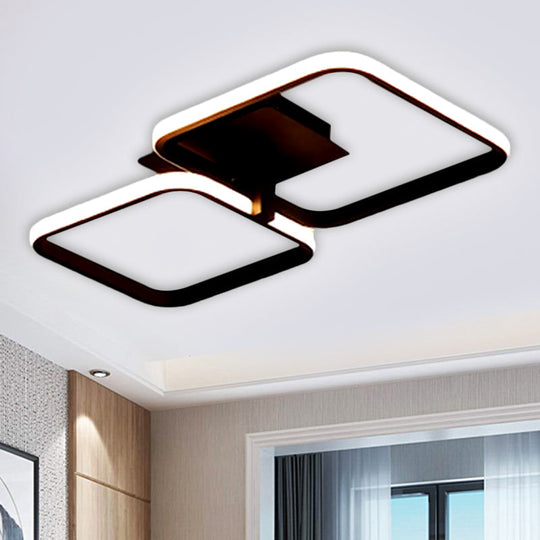 Minimalistic Acrylic Square Flush Mount Led Ceiling Light - Warm/White 21/23.5 Long