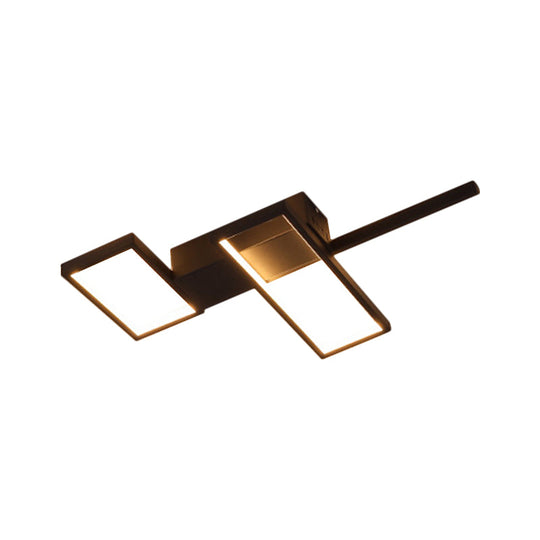 Sleek Black/Gold Rectangle Semi Flush Led Ceiling Light - 19’/27.5’/35.5’ L Easy - To -