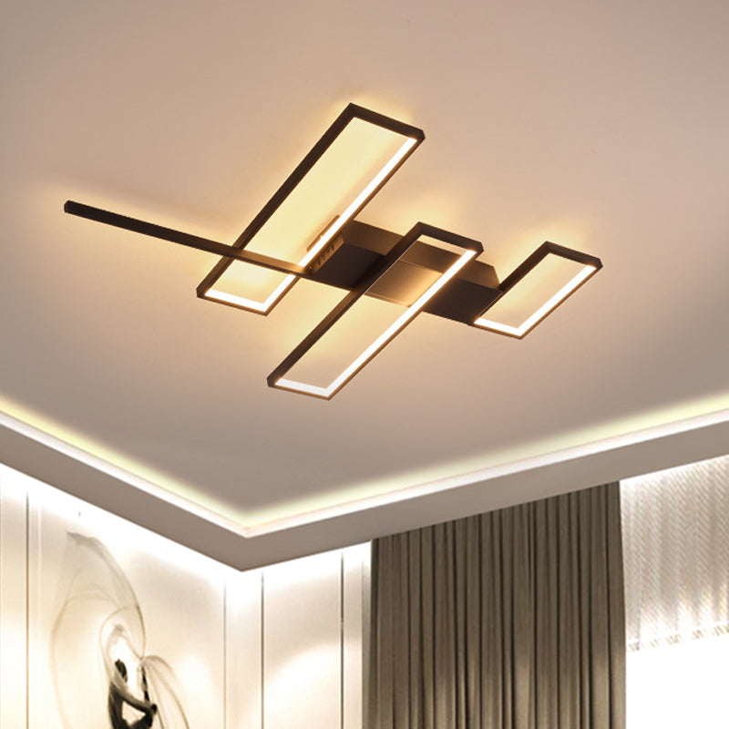 Sleek Black/Gold Rectangle Semi Flush Led Ceiling Light - 19’/27.5’/35.5’ L Easy - To -