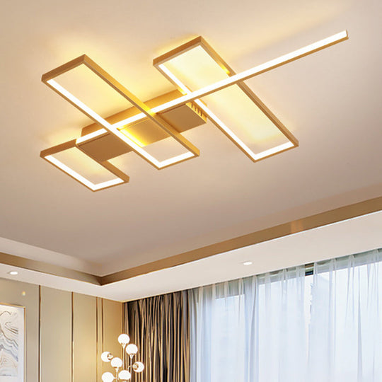 Sleek Black/Gold Rectangle Semi Flush Led Ceiling Light - 19’/27.5’/35.5’ L Easy - To -
