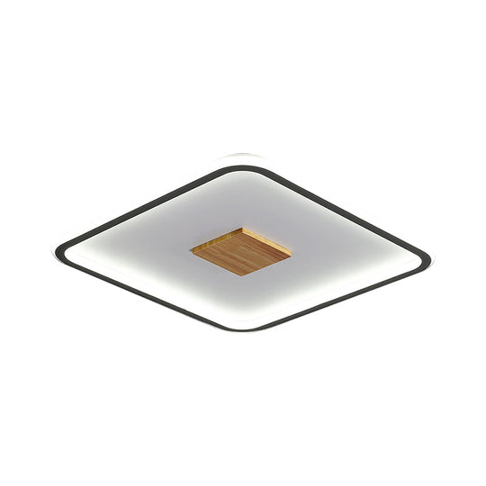 Modernist Metallic Ultrathin Square Ceiling Lamp In Black - White With Led Flush Mount Fixture