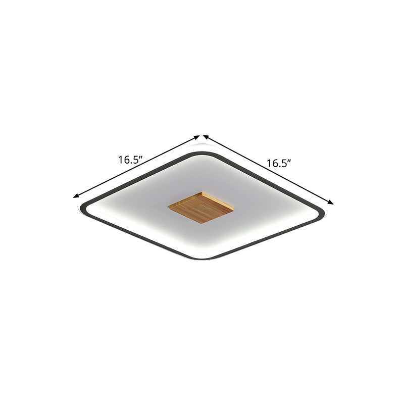 Modernist Metallic Ultrathin Square Ceiling Lamp In Black - White With Led Flush Mount Fixture
