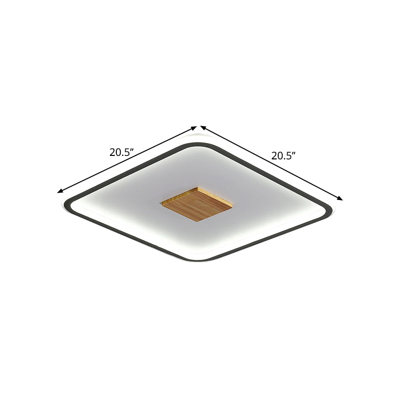 Modernist Metallic Ultrathin Square Ceiling Lamp In Black - White With Led Flush Mount Fixture