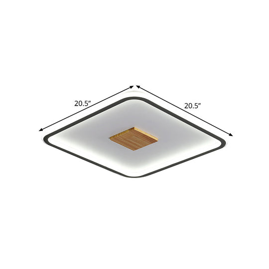 Modernist Metallic Ultrathin Square Ceiling Lamp In Black-White With Led Flush Mount Fixture