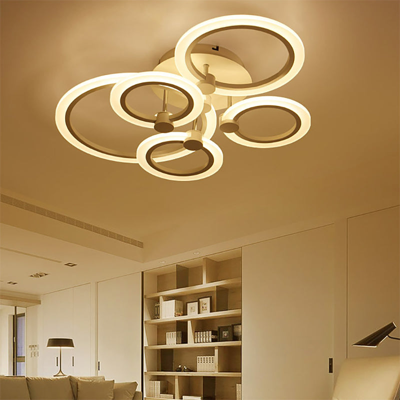 Acrylic Flush Ceiling Light With Multi - Tiered Led And Warm/White/Natural - Available In 3/5/7